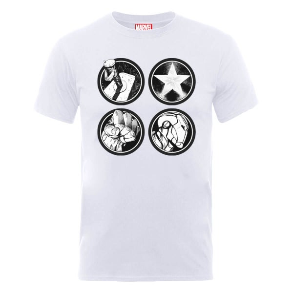Marvel Avengers Assemble Main Logos T-Shirt - Weiß