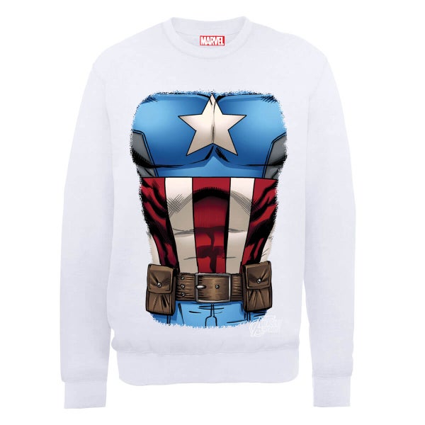 Marvel Avengers Assemble Captain America Chest Sweatshirt - White
