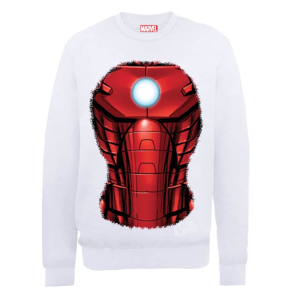 Marvel Avengers Assemble Iron Man Chest Burst Sweatshirt - White - L - White