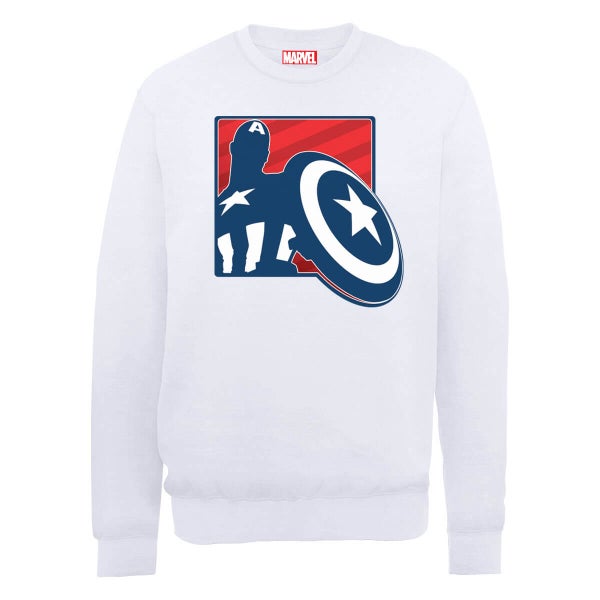 Marvel Avengers Assemble Captain America Badge Outline Sweatshirt - White