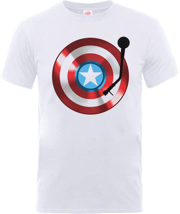 Marvel Avengers Assemble Captain America Record Shield T-Shirt - White