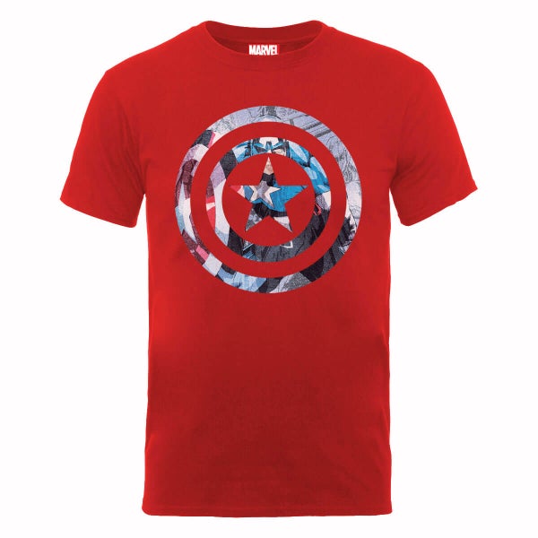 Marvel Avengers Assemble Captain America Shield Montage T-Shirt - Red