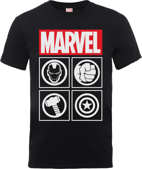 Marvel Avengers Assemble Iconen T-shirt - Zwart