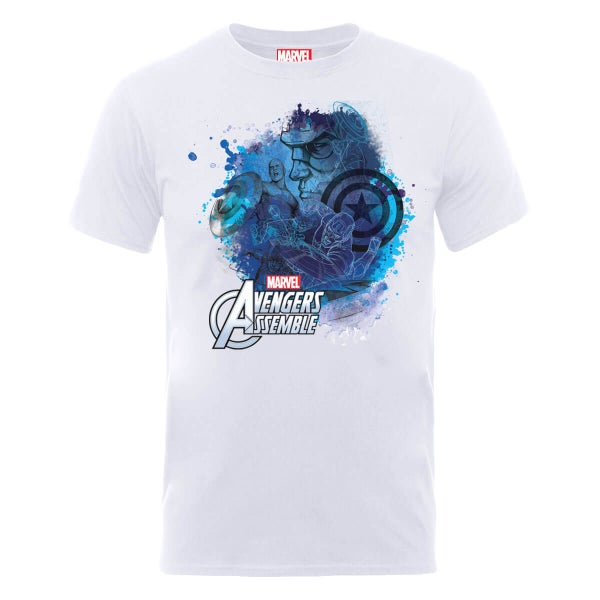 Marvel Avengers Assemble Captain America Montage T-shirt - Wit