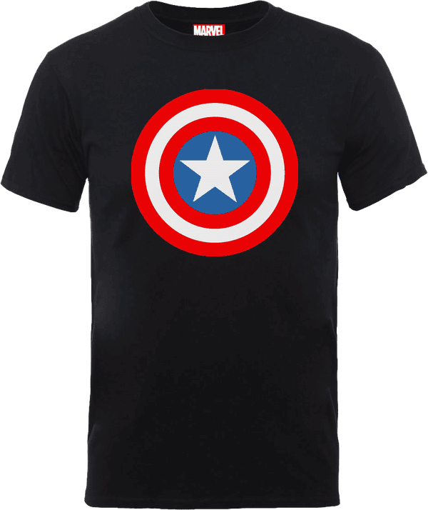 Marvel Avengers Assemble Captain America Simple Shield T-Shirt - Schwarz