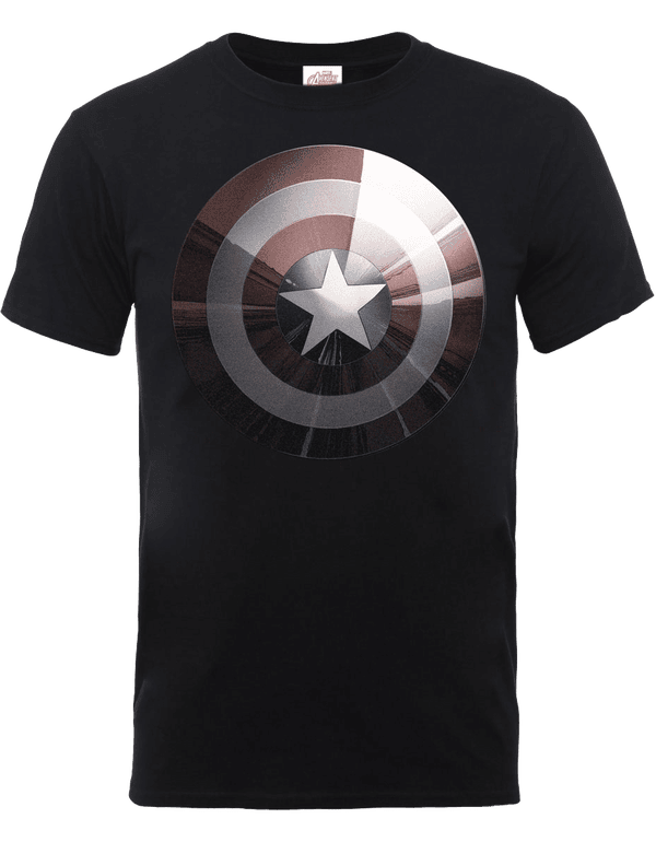 T-Shirt Homme Marvel Avengers Assemble - Captain America Bouclier Brillant - Noir