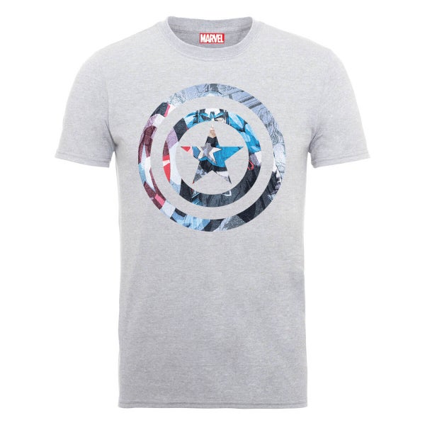 Marvel Avengers Assemble Captain America Shield Montage T-shirt - Grijs
