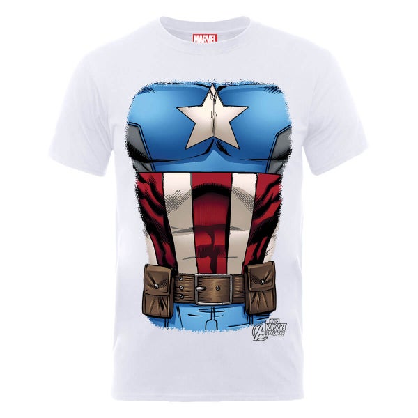 Marvel Avengers Assemble Captain America Chest T-Shirt - Weiß