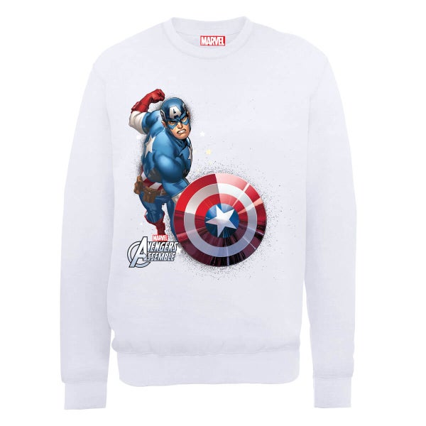 Marvel Avengers Assemble Captain America Comic Burst Sweatshirt - White