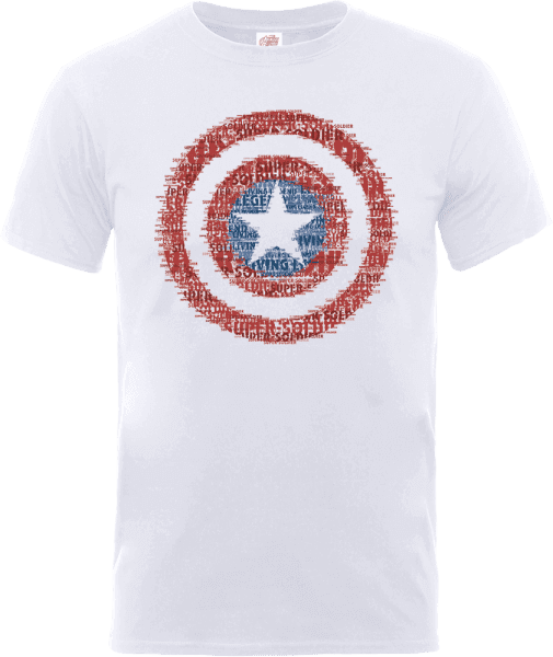 Marvel Avengers Assemble Captain America Shield Art T-shirt - Wit