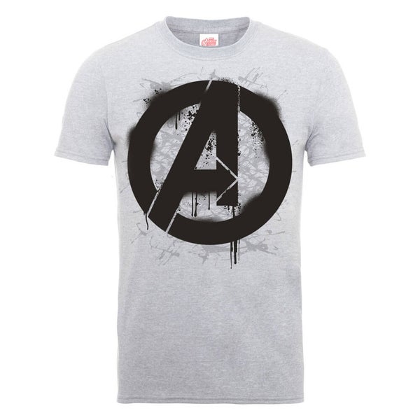 Marvel Avengers Assemble Logo Stencil T-Shirt - Grey