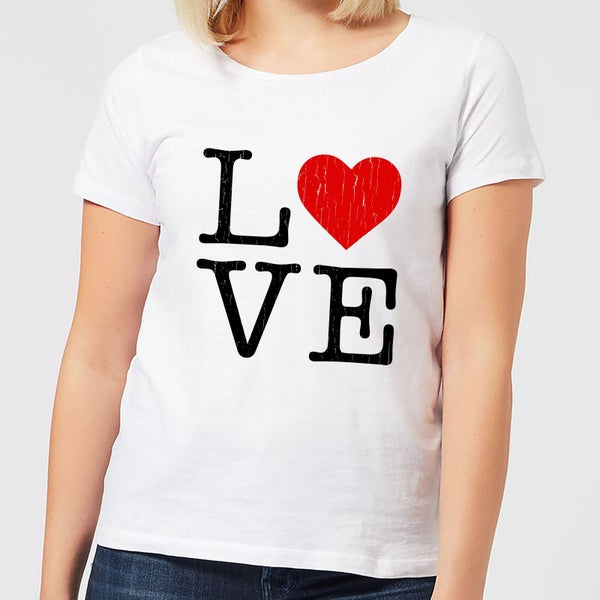 Love Heart Textured Dames T-shirt - Wit