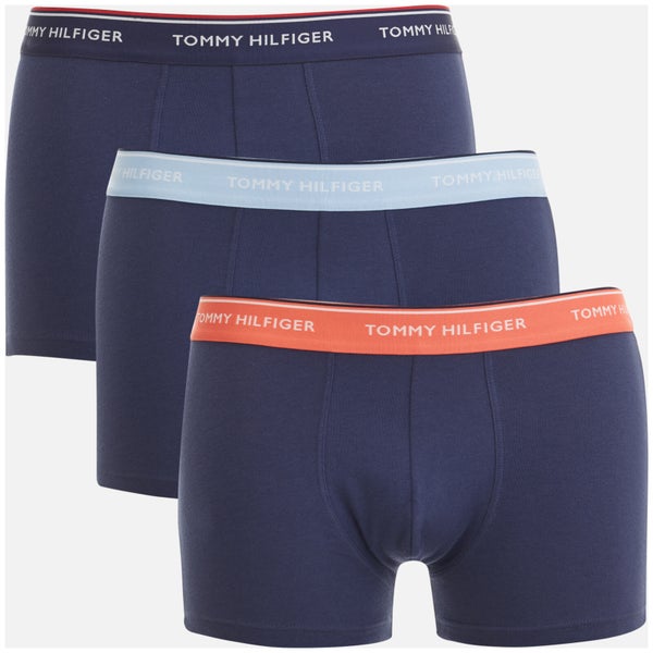 Tommy Hilfiger Men's 3 Pack Trunk Boxer Shorts - Deep Sea Coral/Chambray Blue/Peacoat