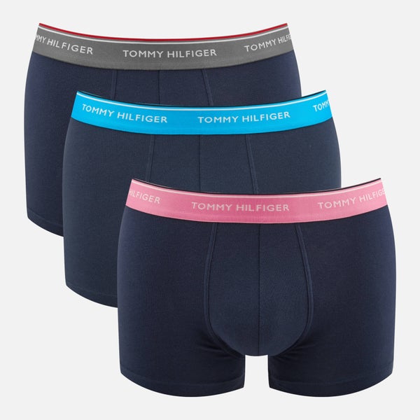 Tommy Hilfiger Men's 3 Pack Trunk Boxer Shorts - Peacoat/Smoked Pearl/Vivid Blue/Aurora Pink