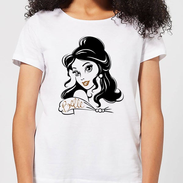 T-Shirt Femme Princesse Belle avec Brillants - La Belle et la Bête (Disney) - Blanc