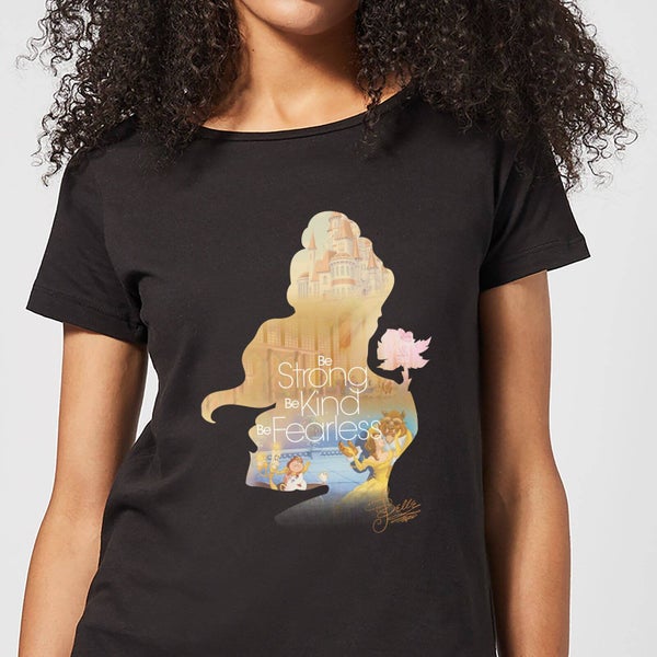 Disney Beauty And The Beast Princess Filled Silhouette Belle Women's T-Shirt - Black