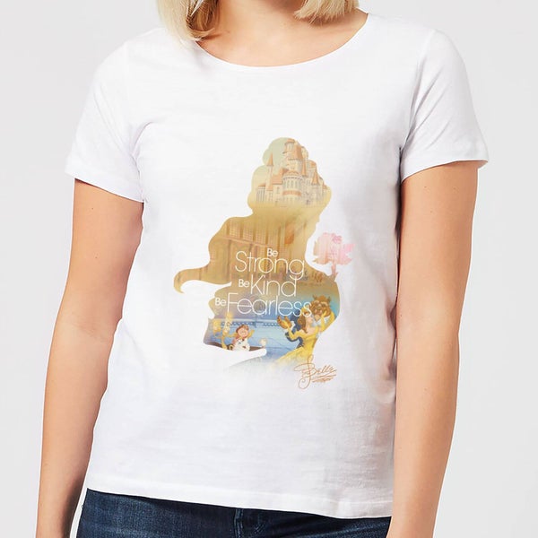 Disney Beauty And The Beast Princess Filled Silhouette Belle Women's T-Shirt - White