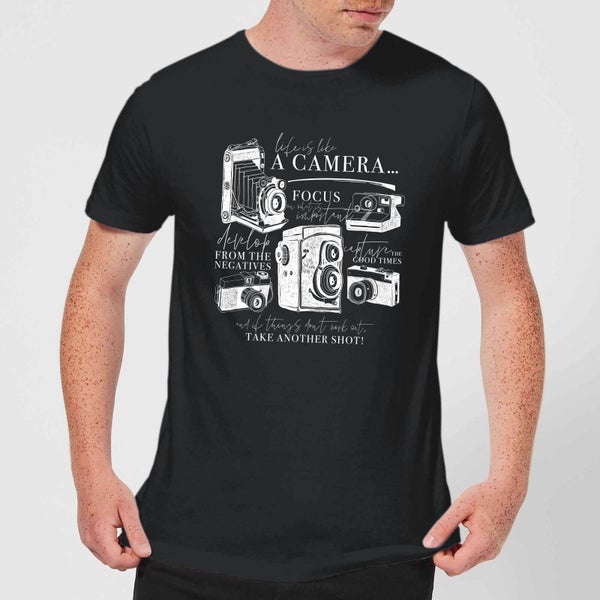 Life Is Like A Camera T-shirt - Zwart