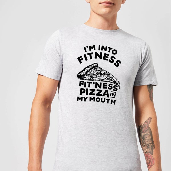 T-Shirt Homme Fitness Pizza - Gris