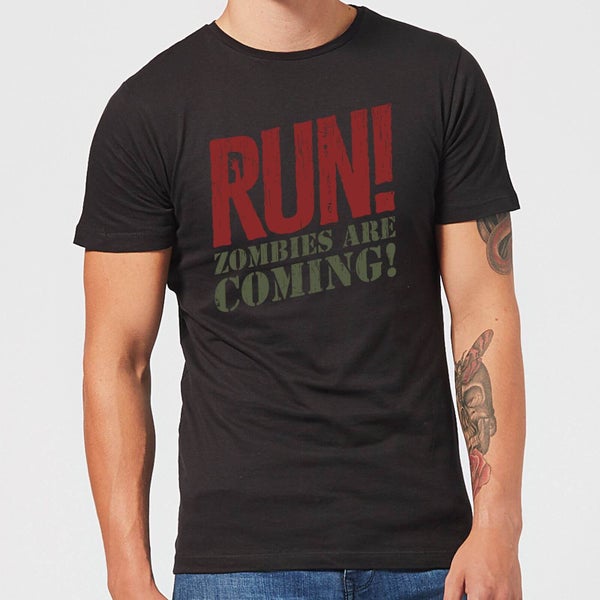 T-Shirt Homme RUN! Zombies Are Coming! - Noir
