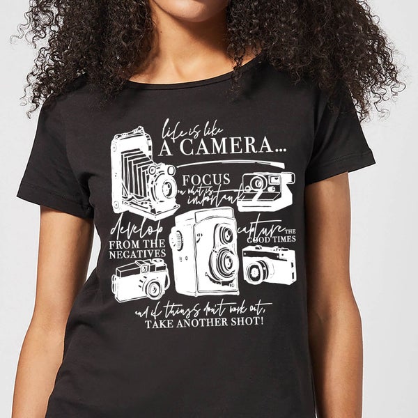 Camiseta Life Is Like A Camera para mujer - Negro