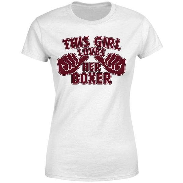 T-Shirt Femme This Girl Loves Her Boxer - Blanc