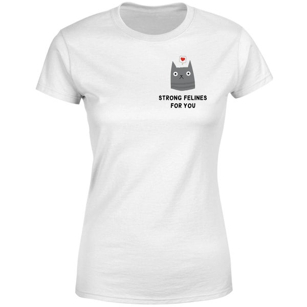 T-Shirt Femme Strong Felines For You - Blanc