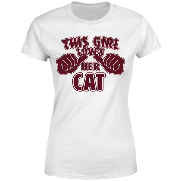 This Girl Loves Her Cat Dames T-shirt - Wit