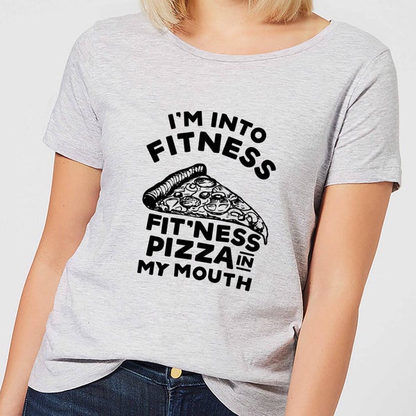 T-Shirt Femme Fitness Pizza - Gris
