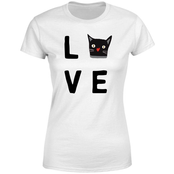 T-Shirt Femme Cat Love - Blanc