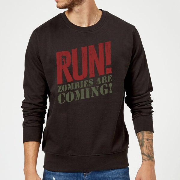 Sweat Homme RUN! Zombies Are Coming! - Noir