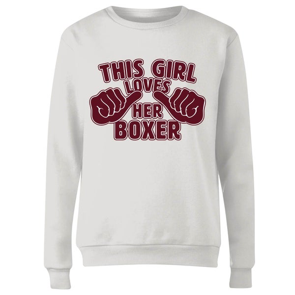 This Girl Loves Her Boxer Dames Trui - Wit