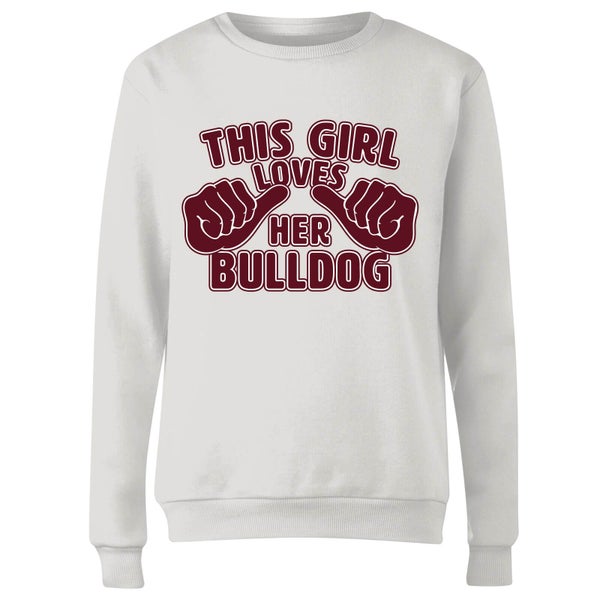 This Girl Loves Her Bulldog Dames Trui - Wit