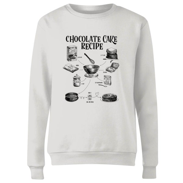 Chocolate Cake Recipe Women's Sweatshirt - White