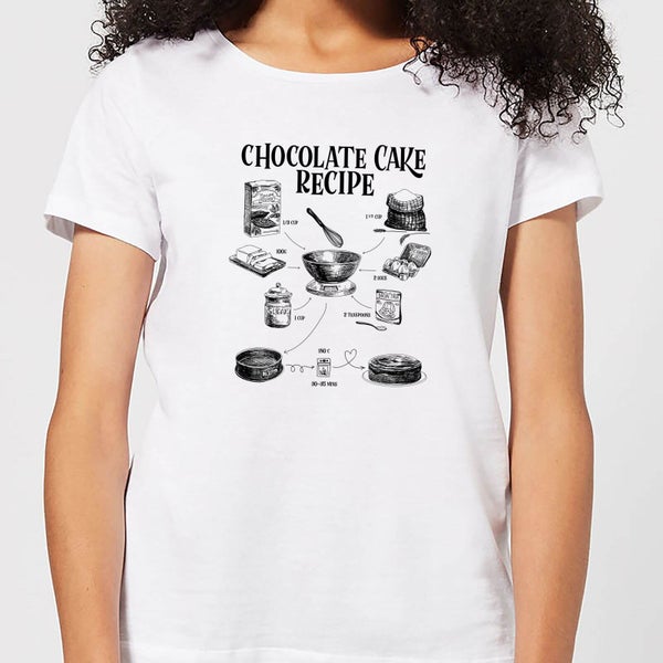 T-Shirt Femme Recette de Gâteau au Chocolat - Blanc