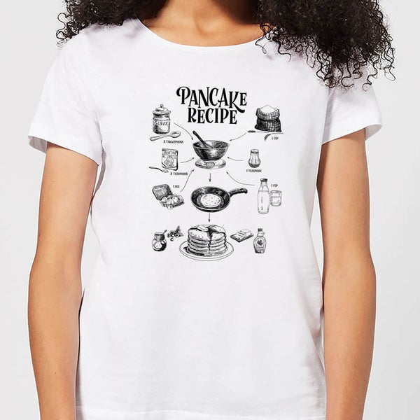 T-Shirt Femme Recette de Pancakes - Blanc