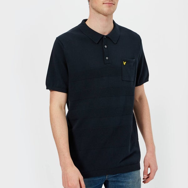 Lyle & Scott Men's Short Sleeve Textured Knitted Polo Shirt - Dark Navy