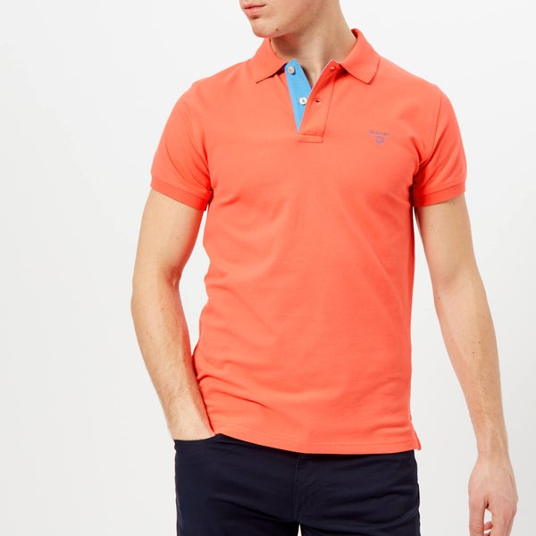 GANT Men's Contrast Collar Polo Shirt - Strong Coral