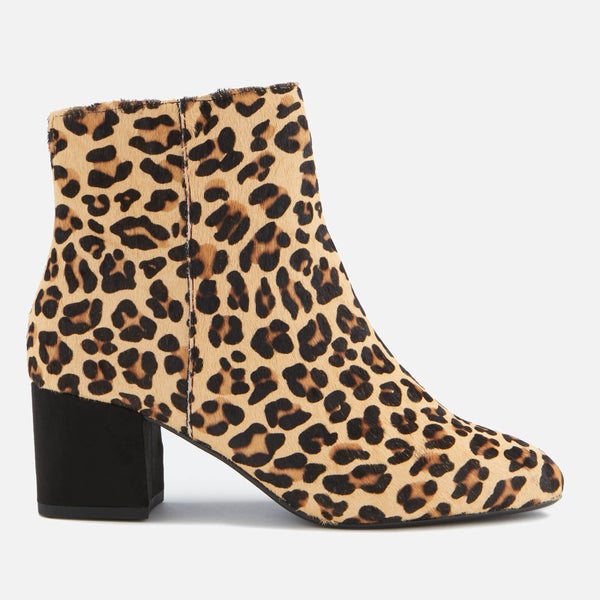 Dune Women's Olyvea Suede Heeled Ankle Boots - Leopard