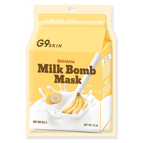 Тканевая маска с натуральной молочной эссенцией и экстрактом банана G9SKIN Milk Bomb Mask - Banana 21 мл