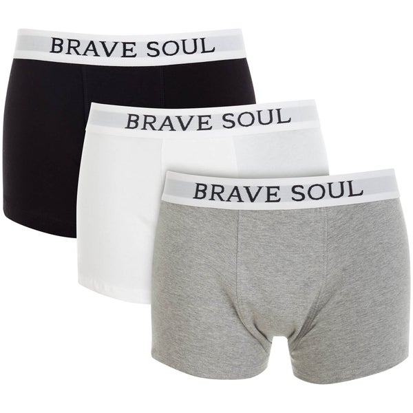 Brave Soul Men's Clark 3 Pack Boxers - Black/Grey/White