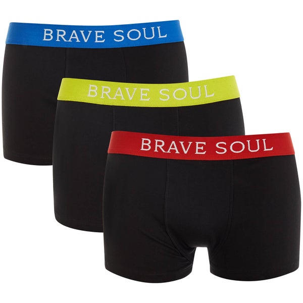 Brave Soul Men's Jay 3 Pack Boxers - Black/Yellow/Red/Blue