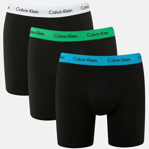 Calvin Klein Men's 3 Pack Boxer Brief - Black/White Black/Adriatic Sea Black