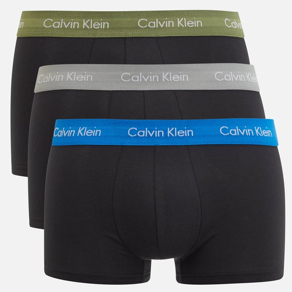 Calvin Klein Men's 3 Pack Trunk Boxer Shorts - Black/Olivine Black/Skyview Black/Medium Grey