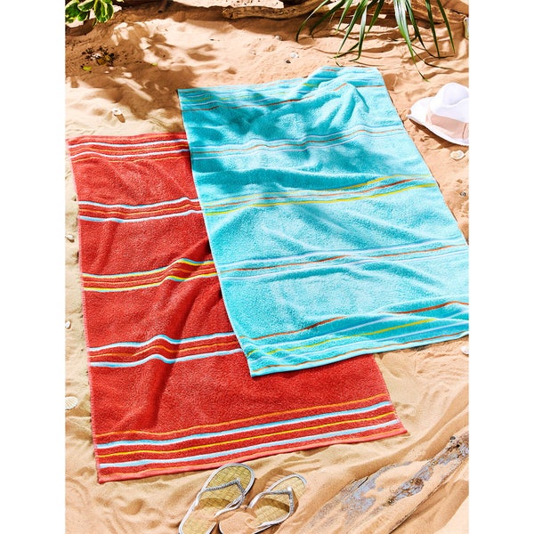 Catherine Lansfield Rainbow Pair Beach Towels - Red