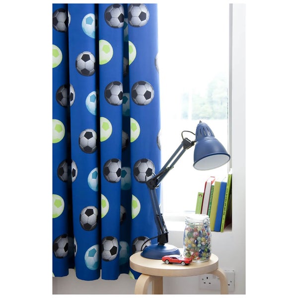 Catherine Lansfield Football Curtains - Blue - 168 x 183cm