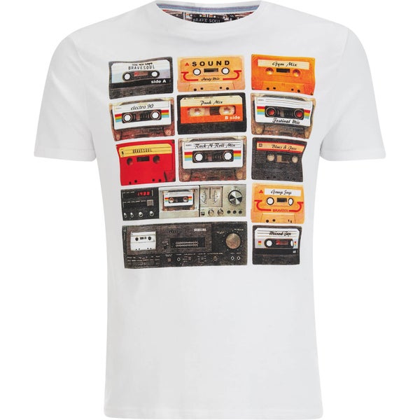 Brave Soul Men's Decade Cassette T-Shirt - White