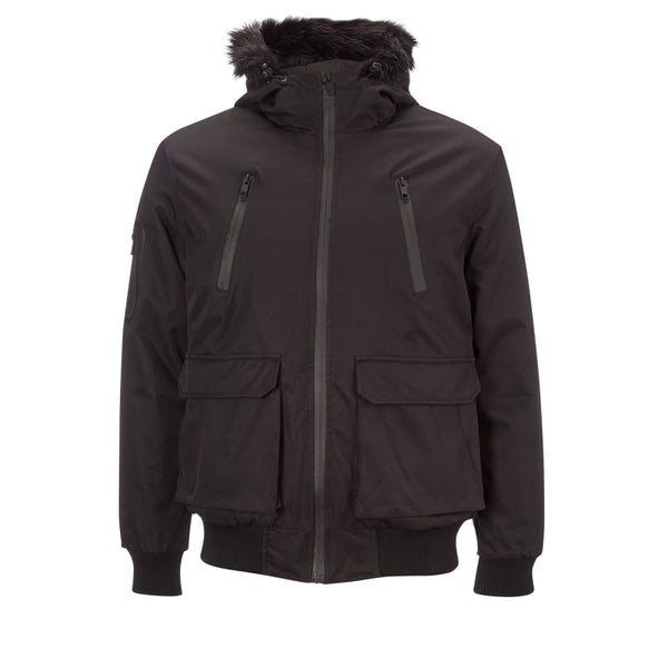 Brave Soul Men's Bradshaw Padded Bomber Jacket - Black