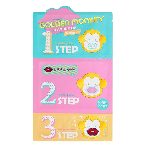 Holika Holika Golden Monkey Glamour Lip 3-Step Kit zestaw do pielęgnacji ust