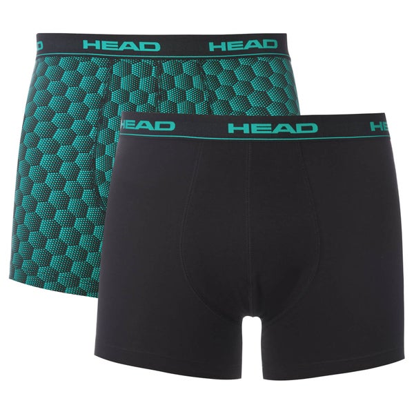Head Men's 2 Pack Honeycomb Print 2 Pack Boxers - Teal/Black